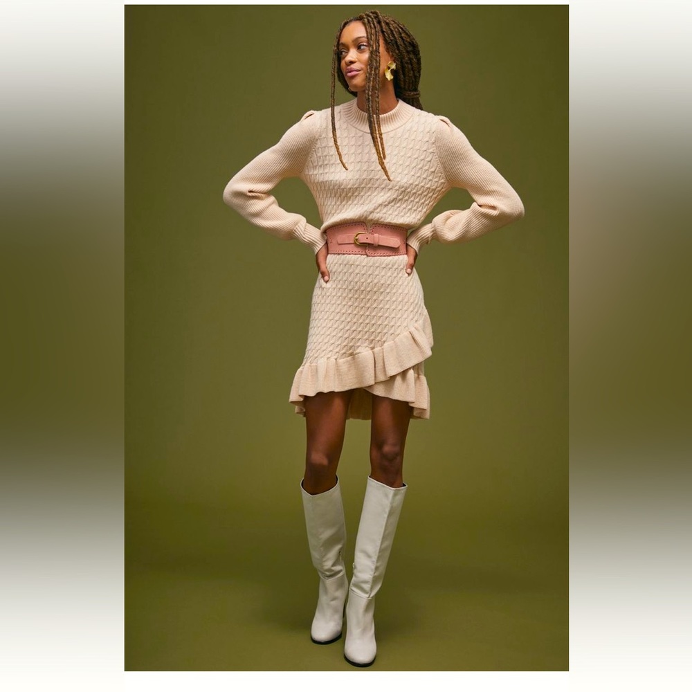NWT Anthropologie ruffled sweater mini dress
